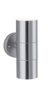 Moderner Edelstahl-Wandleuchter in Silber mit zylindrischem Design für Außenbeleuchtung