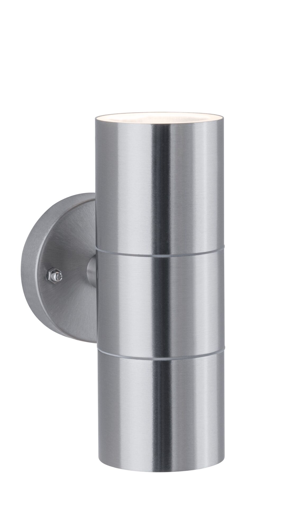 Applique murale moderne en acier inoxydable argenté au design cylindrique pour éclairage extérieur