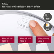 Panneau LED Abia 2 White Select Détecteur de mouvement crépusculaire (HF) carré 400x400mm 16W 1400lm White Select Blanc