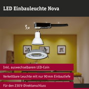 LED Einbauleuchte 3-Step-Dim Nova Basisset schwenkbar rund 84mm 50° GU10 3x6,5W 3x460lm 230V dimmbar 2700K Alu gedreht