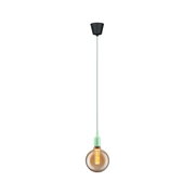 Hängelampe mit brauner Glaskugel und mintgrünem Fassungsteil, moderner LED-Leuchtmittel-Lampe