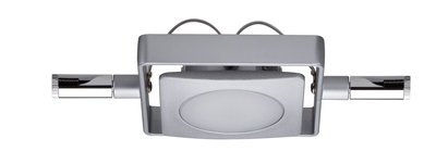 Moderner quadratischer LED-Strahler in Silber mit verstellbaren Chrom-Elementen für Akzentbeleuchtung