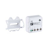 White electrical control unit with plastic mounting bracket for lighting technology.