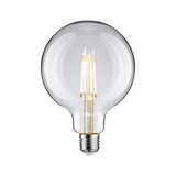 Large LED bulb with clear glass and warm white light for energy-efficient lighting solutions