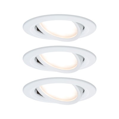 Trois spots encastrés LED blancs avec tête orientable pour un éclairage flexible