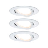 Three white LED recessed spotlights with adjustable heads for versatile room lighting