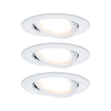 Three white LED recessed spotlights with adjustable heads for versatile room lighting