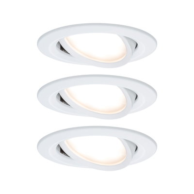Three white LED recessed spotlights with adjustable heads for versatile room lighting