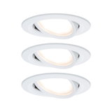 Three white LED recessed spotlights with adjustable heads for versatile room lighting