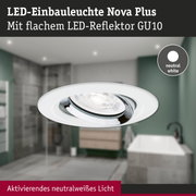 LED-Einbauleuchte Nova Plus mit flachem LED-Reflektor GU10 in Weiß für Badezimmerbeleuchtung