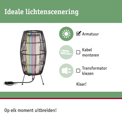 Zwarte metalen lamp met gekleurde lichtstrook, eenvoudige montage zonder kabel of transformator