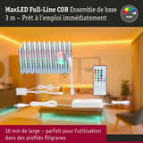 Bande LED MaxLED Full-Line COB 3 m avec télécommande et alimentation pour éclairage RGBW