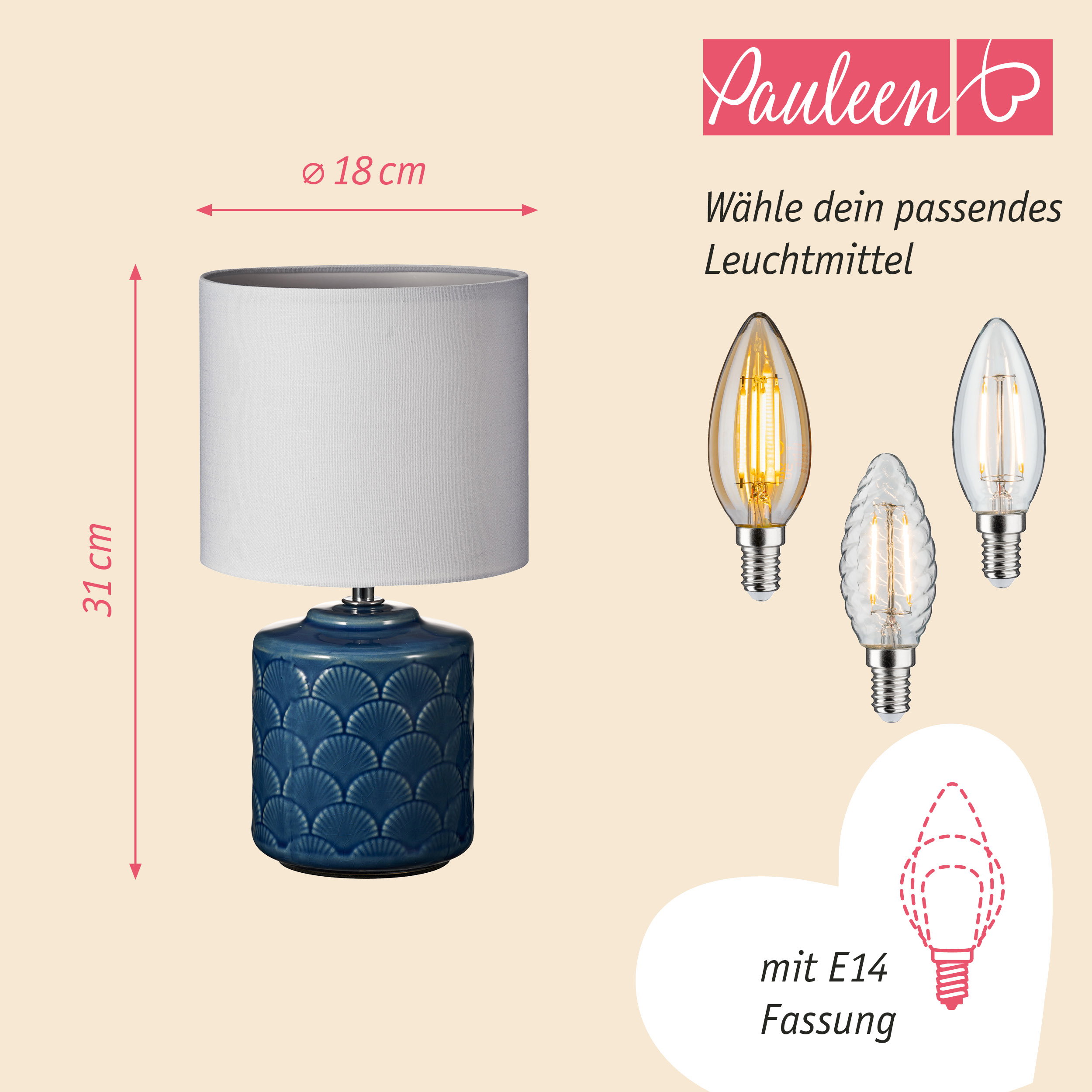 Paulmann Pauleen Tischleuchte Glowing Midnight E14 max. 20W Blau/Weiß