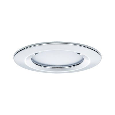 Luminaire encastré rond en chrome brillant pour éclairage LED moderne au plafond.