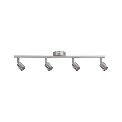 Four-light LED ceiling spotlight in brushed stainless steel for modern room lighting