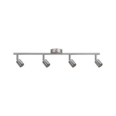 Four-light LED ceiling spotlight in brushed stainless steel for modern room lighting