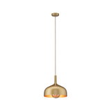 Suspension moderne en métal doré avec ampoule visible pour un éclairage intérieur élégant