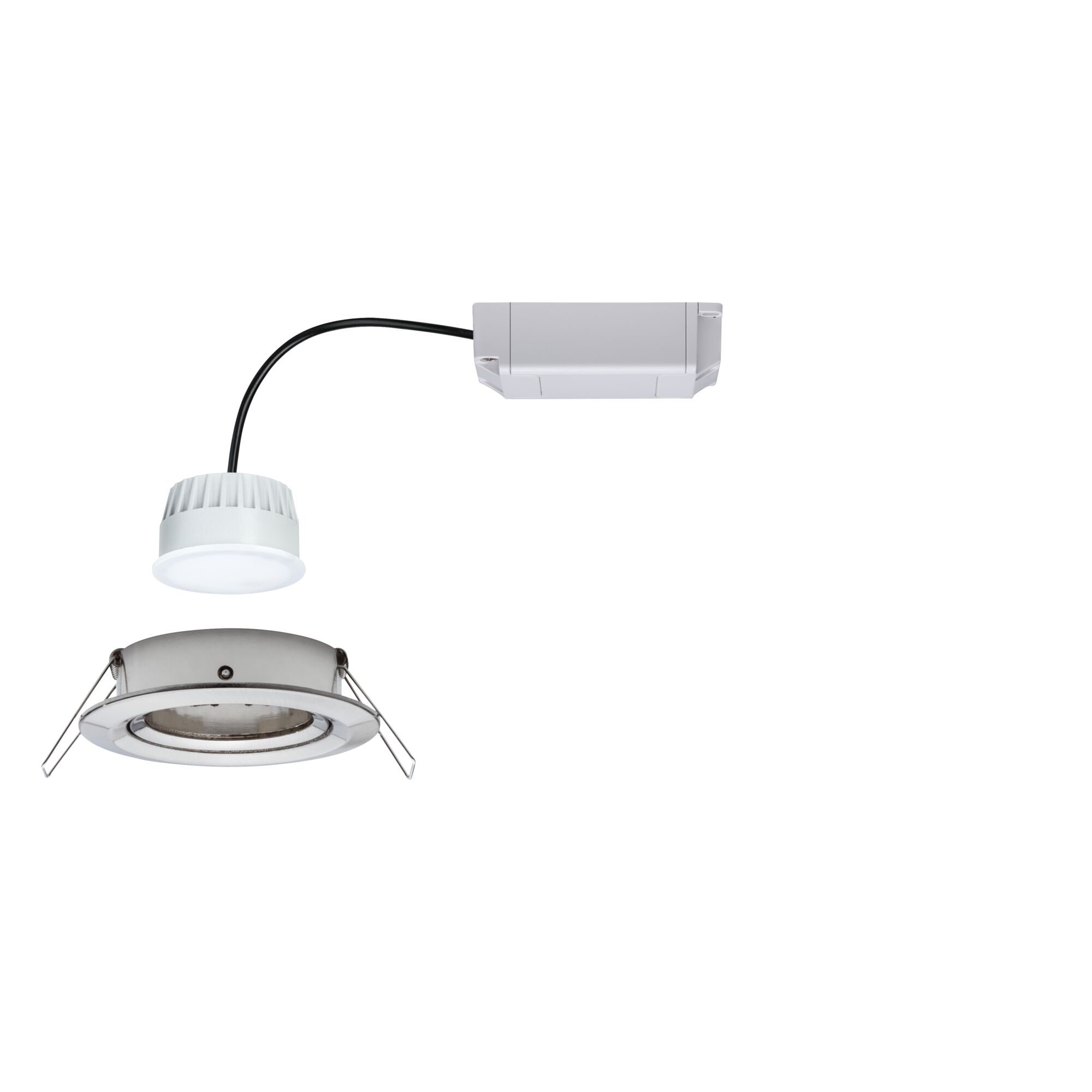 LED-inbouwlamp Smart Home Zigbee 3.0 Nova Plus Coin zwenkbaar rond 84mm 50° Coin 6W 470lm 230V dimbaar 2700K Staal geborsteld