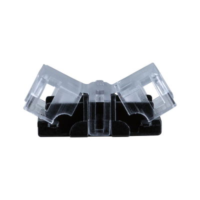 Transparent and black plastic clip for LED light strips ensuring secure indoor mounting