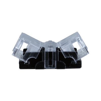 Transparent and black plastic clip for LED light strips ensuring secure indoor mounting