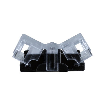 Transparent and black plastic clip for LED light strips ensuring secure indoor mounting