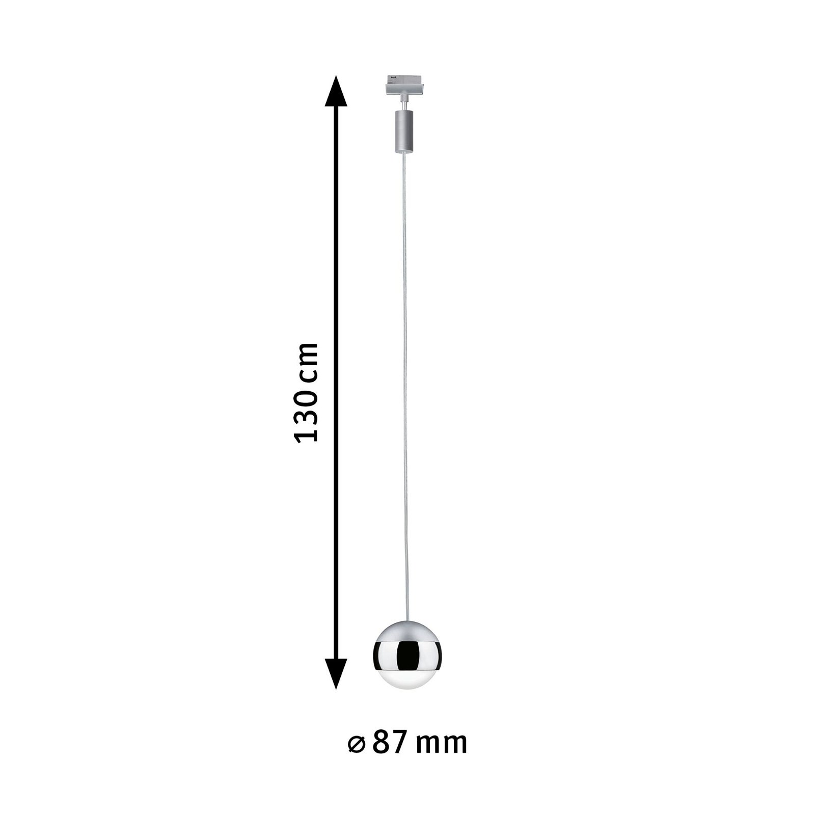 URail Suspension LED Capsule II 338lm 6W 2700K gradable 230V Chrome mat/Chrome
