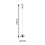 Suspension moderne de 87 mm de diamètre et 130 cm de longueur en chrome pour un éclairage élégant