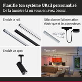 Système URail noir avec alimentation et spot pour éclairage LED personnalisé dans la maison