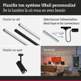 Système URail noir avec alimentation et spot pour éclairage LED personnalisé dans la maison