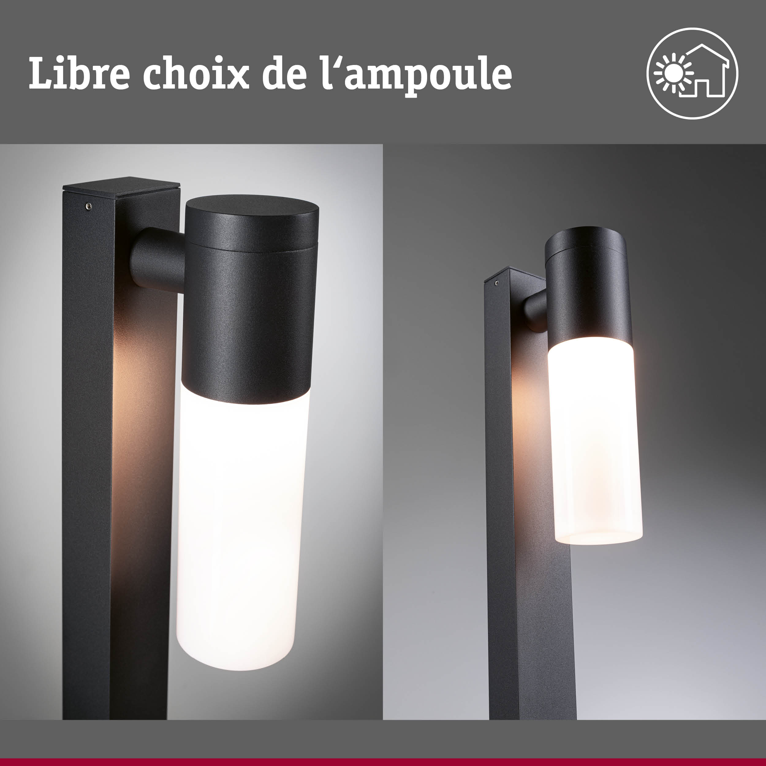 Applique murale extérieure noire en métal avec verre blanc, éclairage LED moderne pour façade maison.