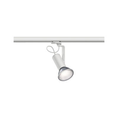 White metal LED spotlight on track system for flexible indoor lighting solutions