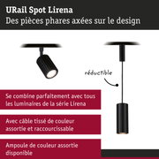 Spot URail Lirena noir en métal avec câble réglable et éclairage LED pour intérieur