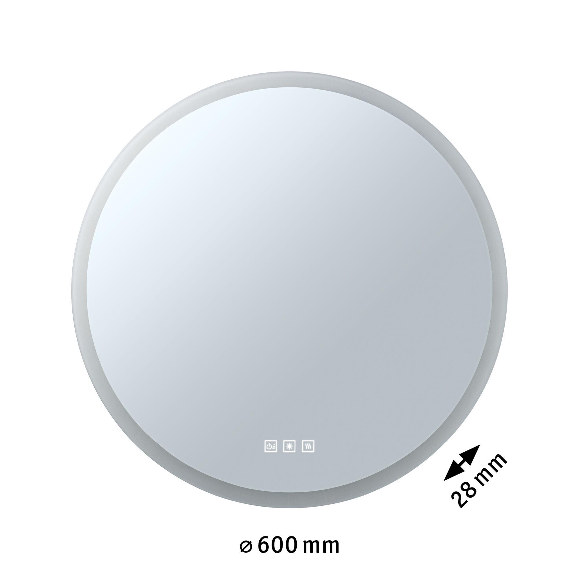 Round white LED mirror light with 600 mm diameter and 28 mm depth, bathroom lighting fixture