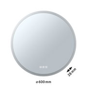 Round white LED mirror light with 600 mm diameter and 28 mm depth, bathroom lighting fixture