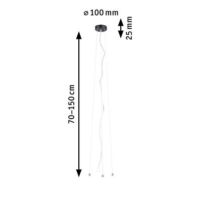 Schwarze LED-Pendelleuchte mit 100 mm Durchmesser und 70-150 cm höhenverstellbar für moderne Beleuchtung