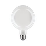 Round LED bulb with matte white glass and E27 base for energy-efficient lighting