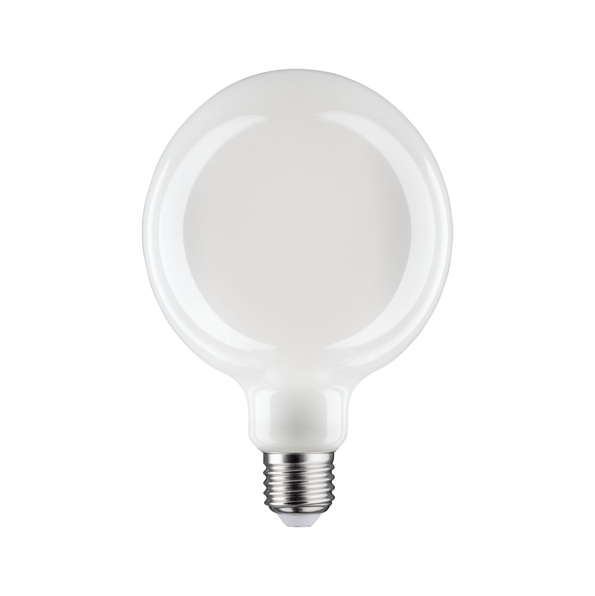 Runde LED-Glühbirne mit mattweißem Glas und E27-Fassung für energiesparende Beleuchtung