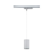 Moderner weißer Aluminium-Pendelleuchte mit zylindrischem Lampenschirm und Schienensystem für LED-Beleuchtung