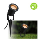 Black metal LED garden spotlight with ground spike for outdoor garden lighting and decoration