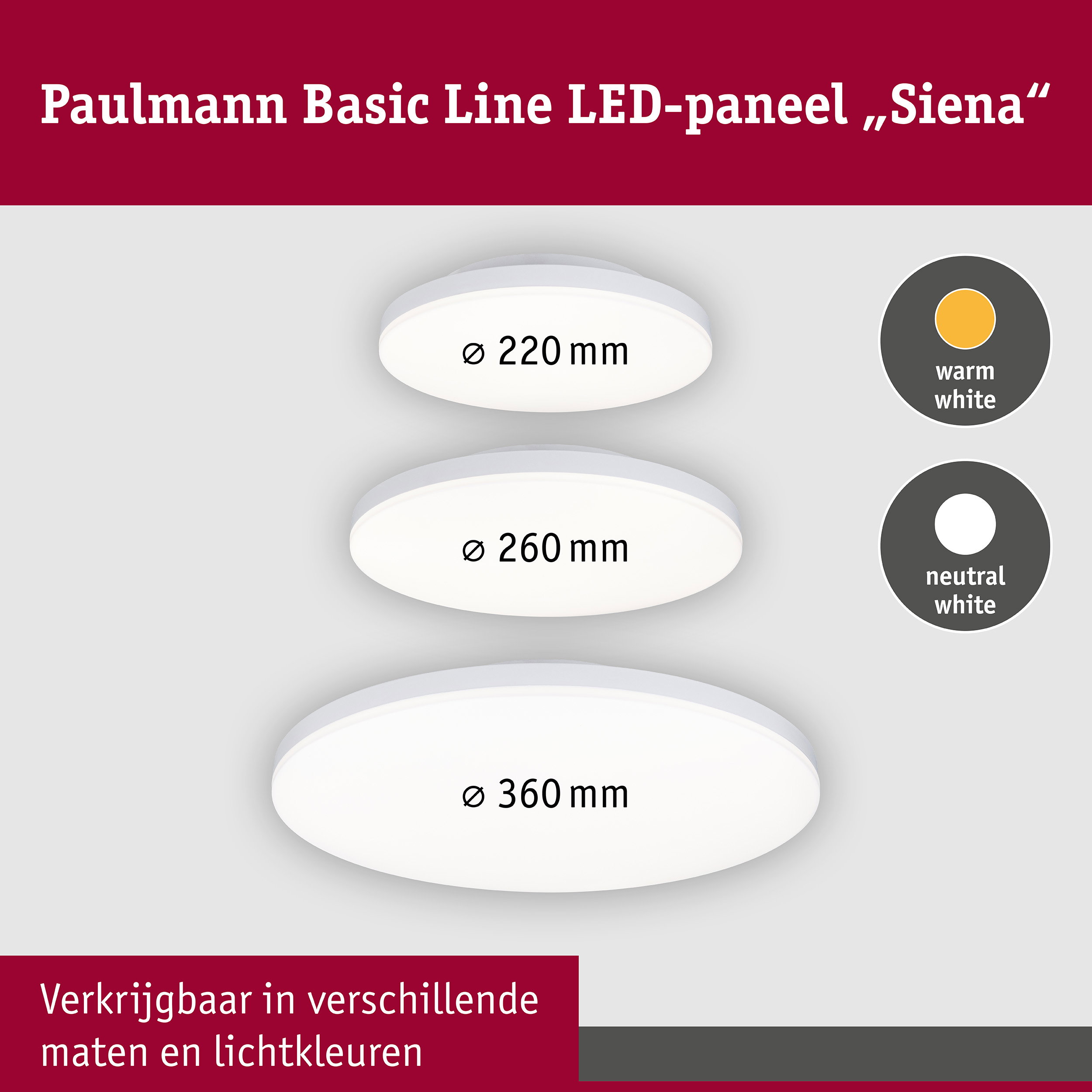 LED-plafondlamp Siena 4000K 260mm 1600lm 230V 18,8W