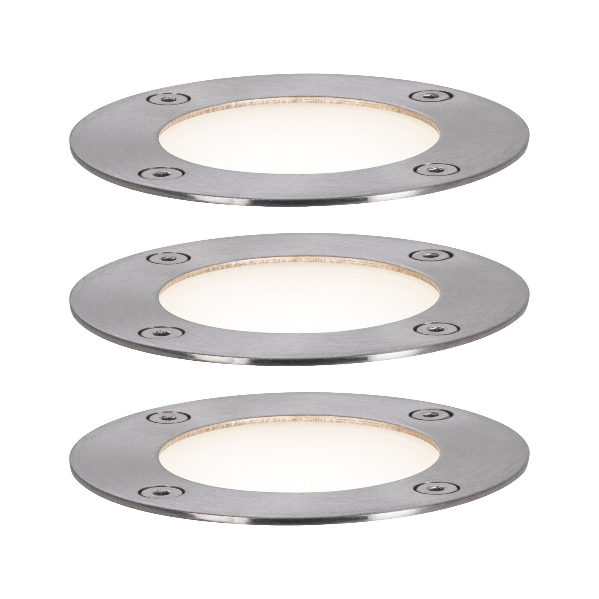 Plug & Shine LED Recessed floor luminaire Smart Home Zigbee 3.0 RGBW Basic Set IP67 RGBW+ 3x3,6W Silver