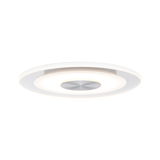 Runde LED-Deckenleuchte mit weißem Acryl und silbernem Metallmittelteil für modernes Raumlicht