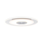 Runde LED-Deckenleuchte mit weißem Acryl und silbernem Metallmittelteil für modernes Raumlicht