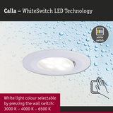 White LED recessed spotlight with WhiteSwitch technology and selectable light colour from 3000K to 6500K