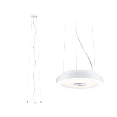 Moderne hvid metal LED-pendel med rund form og dæmpbar belysning til opholdsrum