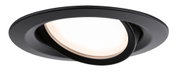 Black metal LED recessed spotlight with adjustable head for versatile lighting solutions