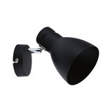 Black metal wall lamp with adjustable shade for modern indoor lighting solutions