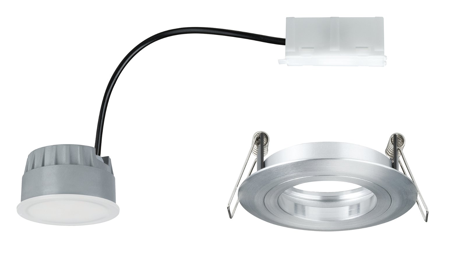 LED Recessed luminaire Warm white Single luminaire Rigid IP44 round 80mm Coin 7W 380lm 230V dimmable 2700K Turned aluminium/Satin