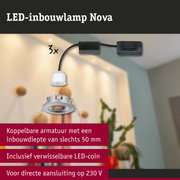 LED-inbouwlamp Nova van zilverkleurig metaal met verwisselbare LED-coin voor 230V aansluiting