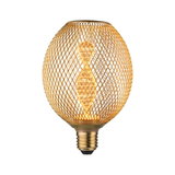 Ampoule LED dorée avec treillis décoratif et lumière chaude pour un éclairage élégant